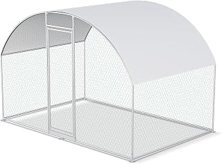 Chicken Coop Large Metal Chicken House Chicken Coops for 6/10 Chickens Poultry Cage with Waterproof Cover for Rabbits Duck Walk-in Chicken Run for Yard Chicken Pen