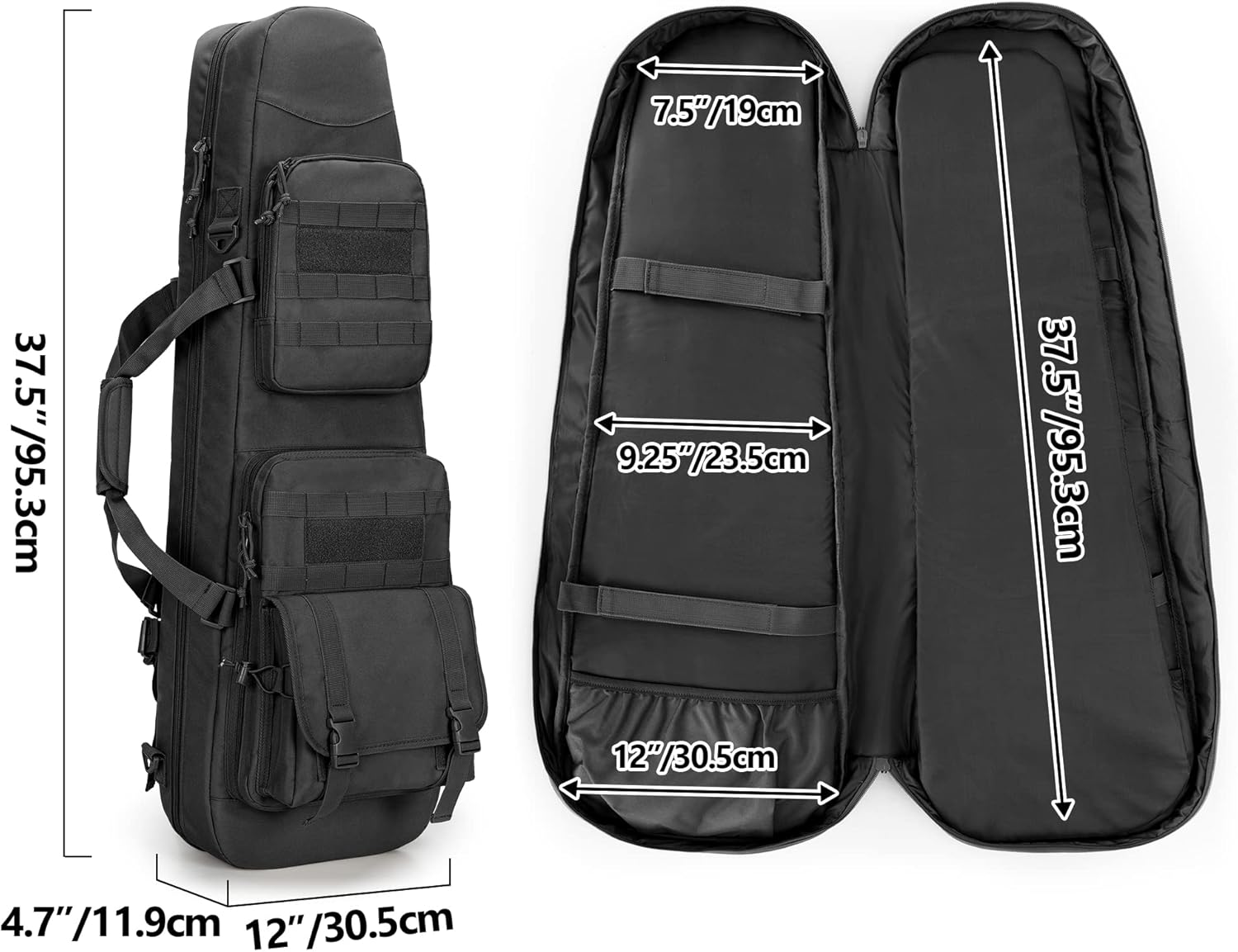 DSLEAF Long Soft Rifle Case for 36” Rifles, Tactical Double Rifle Backpack & Padded Rifle Bag for Hunting and Shooting