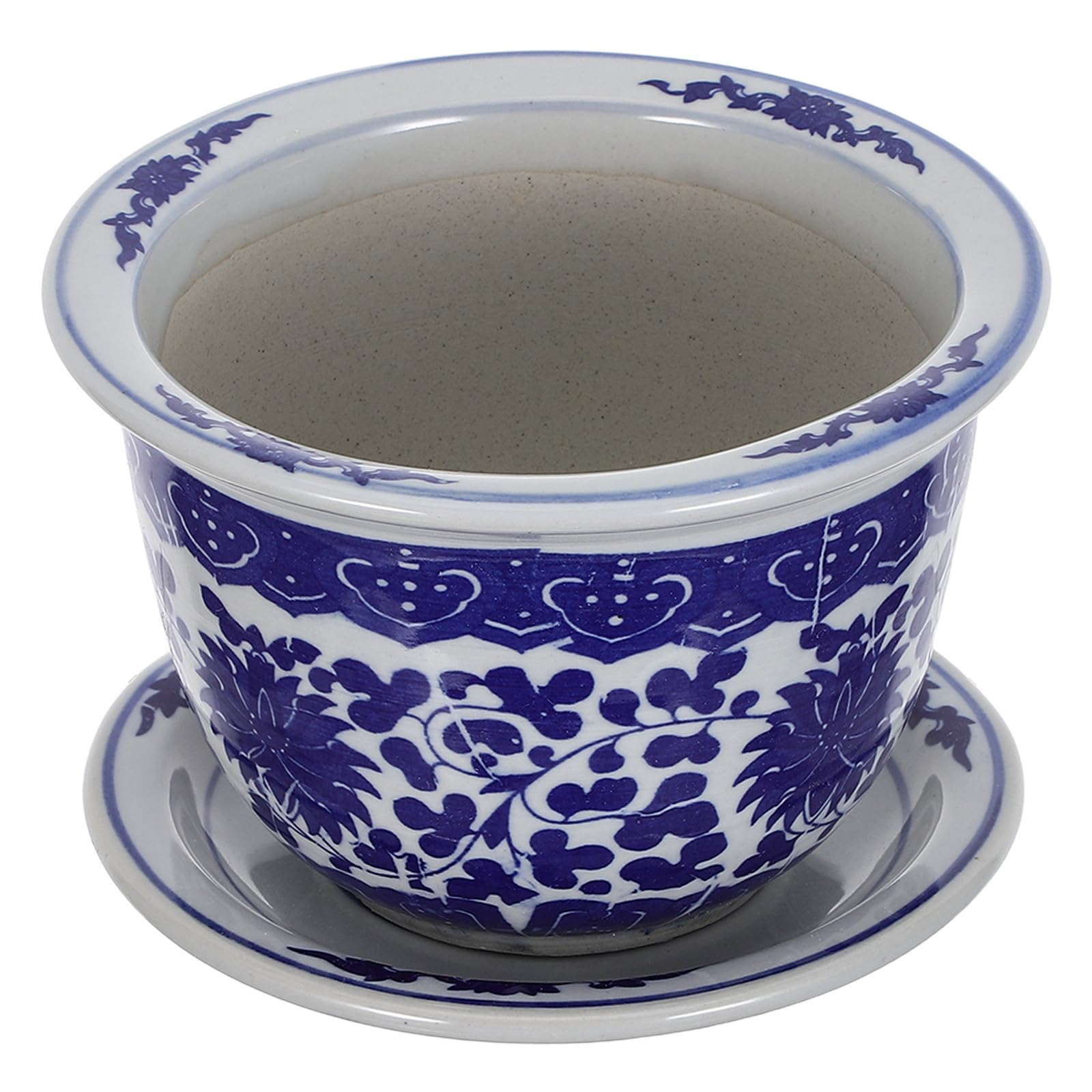 Didiseaon Blue and White Plant Pot with Saucer with Drain Hole for Bonsai