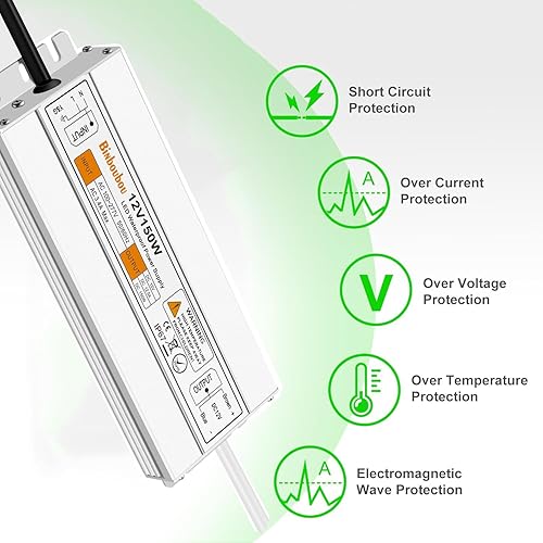 Miniatura 2 de Controlador LED de 150 vatios CC 12 V 12.5 A, fuente de alimentación LED, resistente al agua, IP67, transformador de bajo voltaje con enchufe de 3