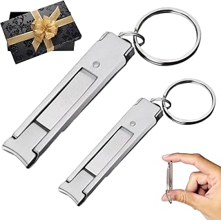 Thin Nail Clipper Flat Slim Keychain, 2 PCS Set for Hand and Foot, Fingernail Toenail Manicure Pedicure Tools Portable Foldable