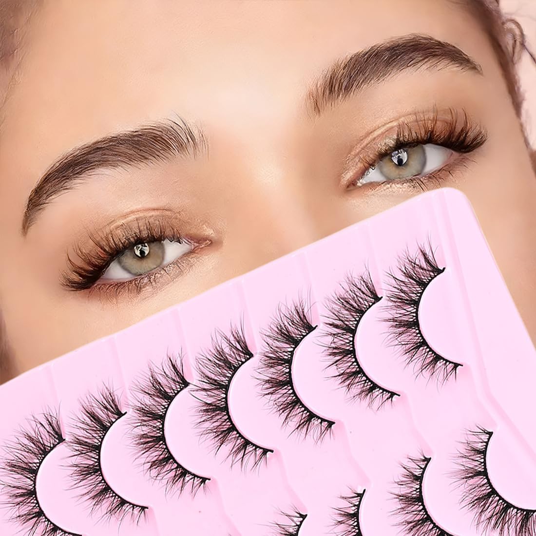 SIVZUMO 7 Paar Natürliche Wimpern Wispy Strip wimpern extensions, Lashes Natürlicher Look Falsche Wimpern ausgestellte Künstliche Wimpern Katzenaugenwimpern Weiche Cateye Eyeashes Fake - ZR07