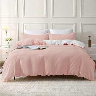 SOULFUL Bed Linen 155 x 220 cm Cotton 2-Piece Bedding Sets Dusky Pink with Zip, Sim…