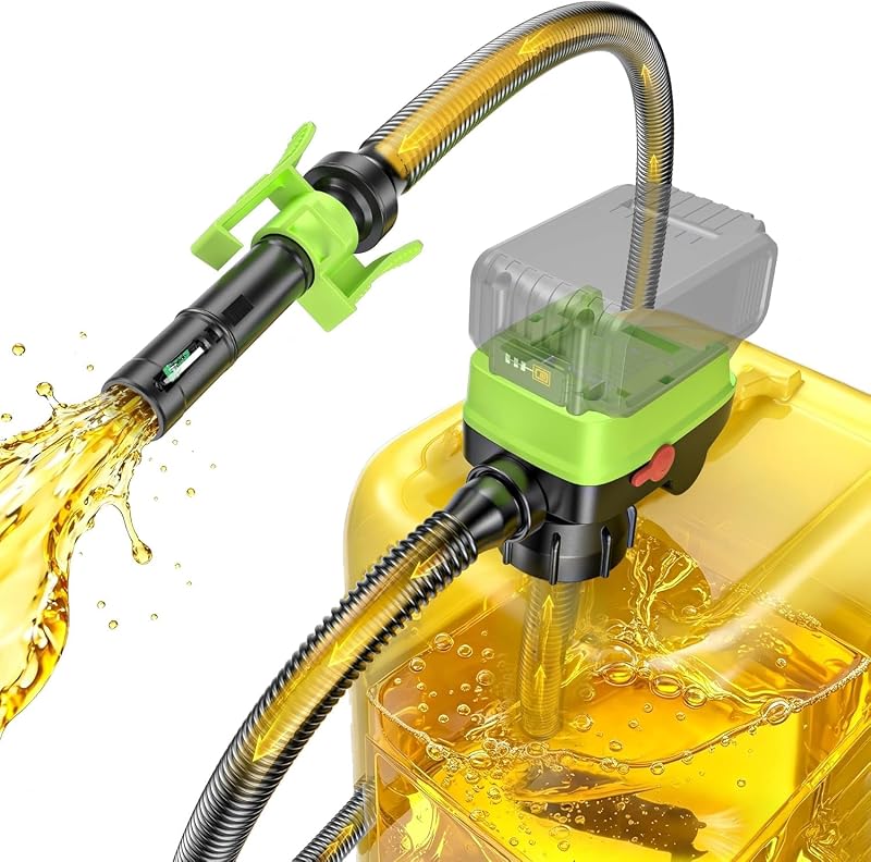 Bomba de transferência de combustível automática SoakSea para baterias DeWalt 20V e Milwaukee M18, verde-oliva