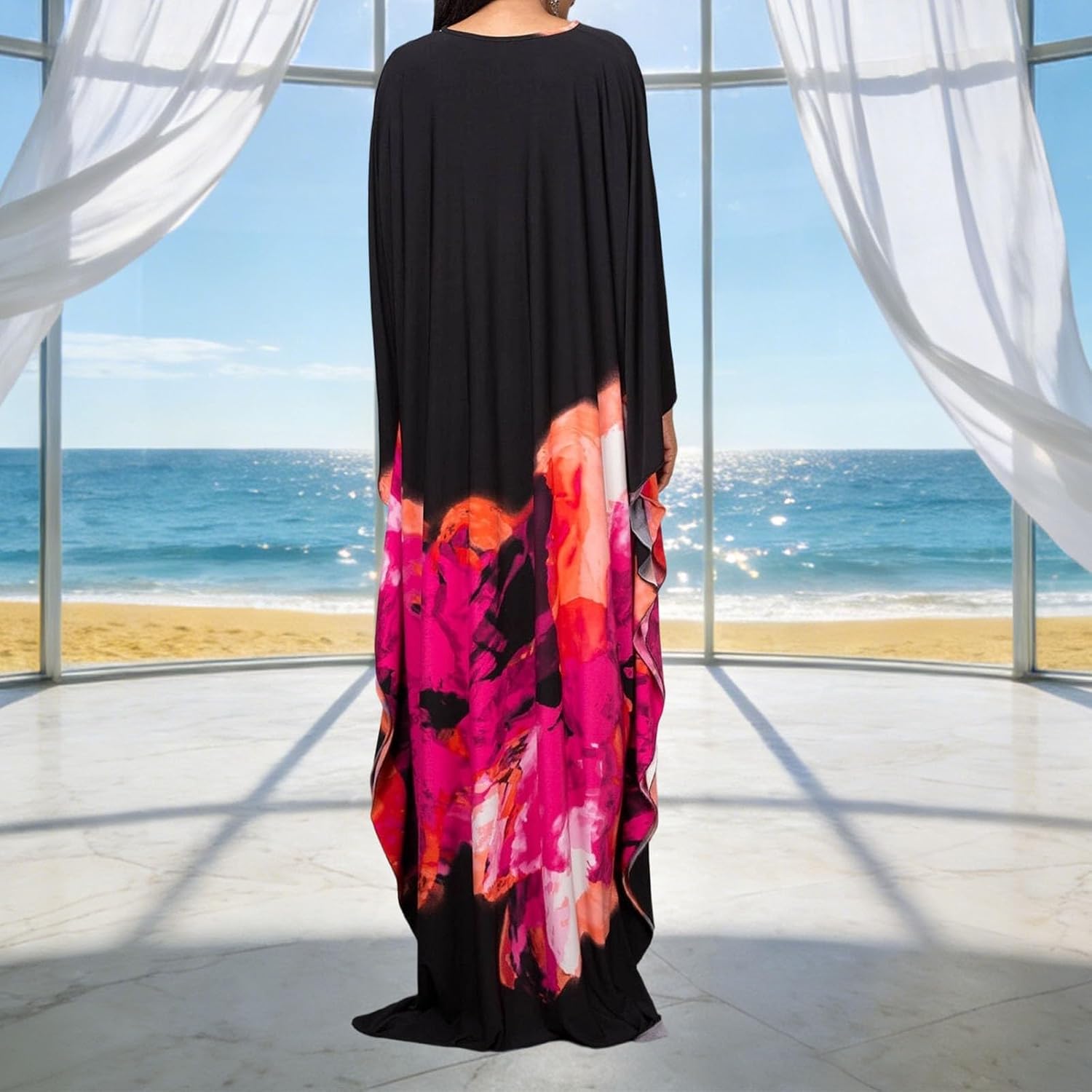 Swimsuit Dresses for Women Stylish Boho Printed Bikini Beach Cover up Elegant Soft Loose Loungewear Long Dress