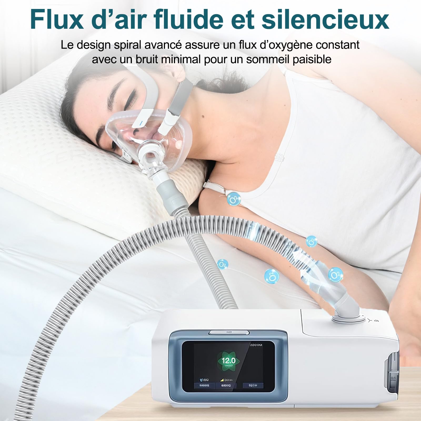 Tuyau Universel 6 Pieds avec Connecteurs Standard 22 mm | Tube d’Air Flexible et Léger pour Masque | Accessoire Essentiel pour la Plupart des Machines
