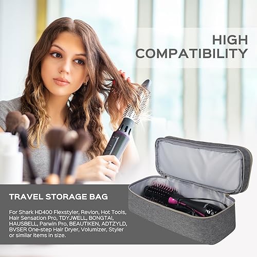 Miniatura 5 de WINZEDGE Estuche de transporte de viaje de doble capa para secador de pelo Revlon de un solo paso y cepillo de aire caliente voluminizador, bolsa