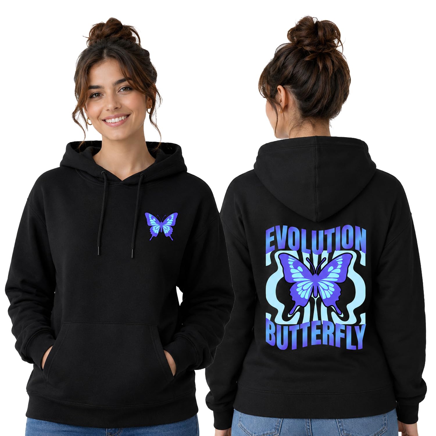 bestypop Women's Graphic Print Hoodie Evolution Butterfly-picture-46