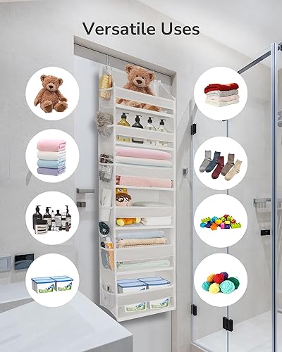 Miniatura 7 de ULG Organizador sobre la puerta con 6 bolsillos grandes, 12 bolsillos laterales, capacidad de peso de 50 libras, organizador para colgar en la