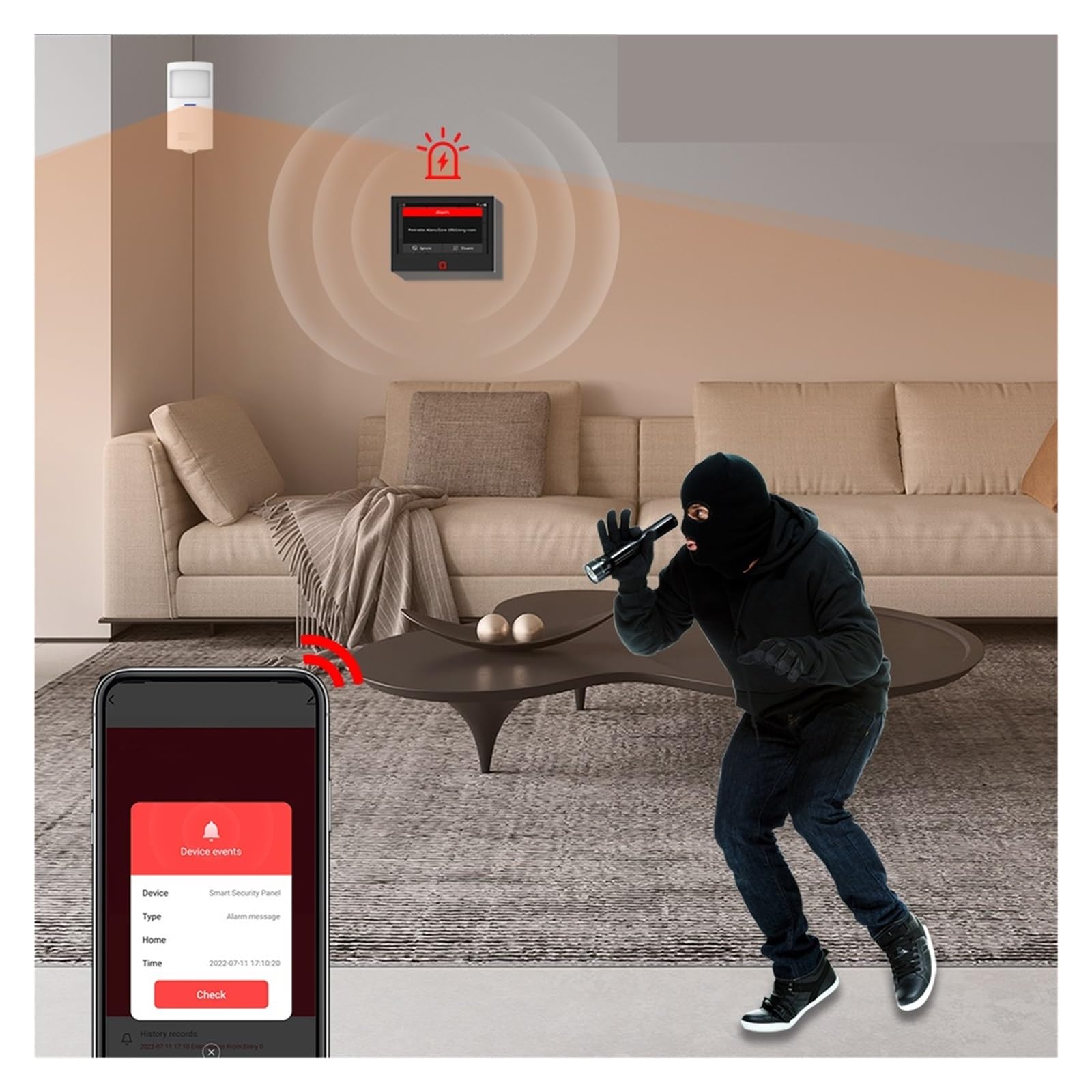 Kit antifurto wireless da 7 pollici WiFi 4G di allarme sicurezza domestica intelligente Sirena integrata con sensore for porta finestra Sistema Di Allarme Completo(Set-B 2-4Kit)