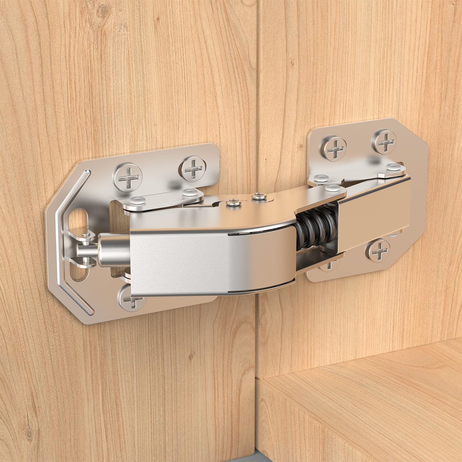 Furniware 4 Stück 90° Softclose Scharniere für Schranktüren, Schrankscharnier, Kein Vorbohren Schranktür Küchenschrank, Kleiderschrank Scharnier, Einfache Installation, Möbelscharnier mit Dämpfer