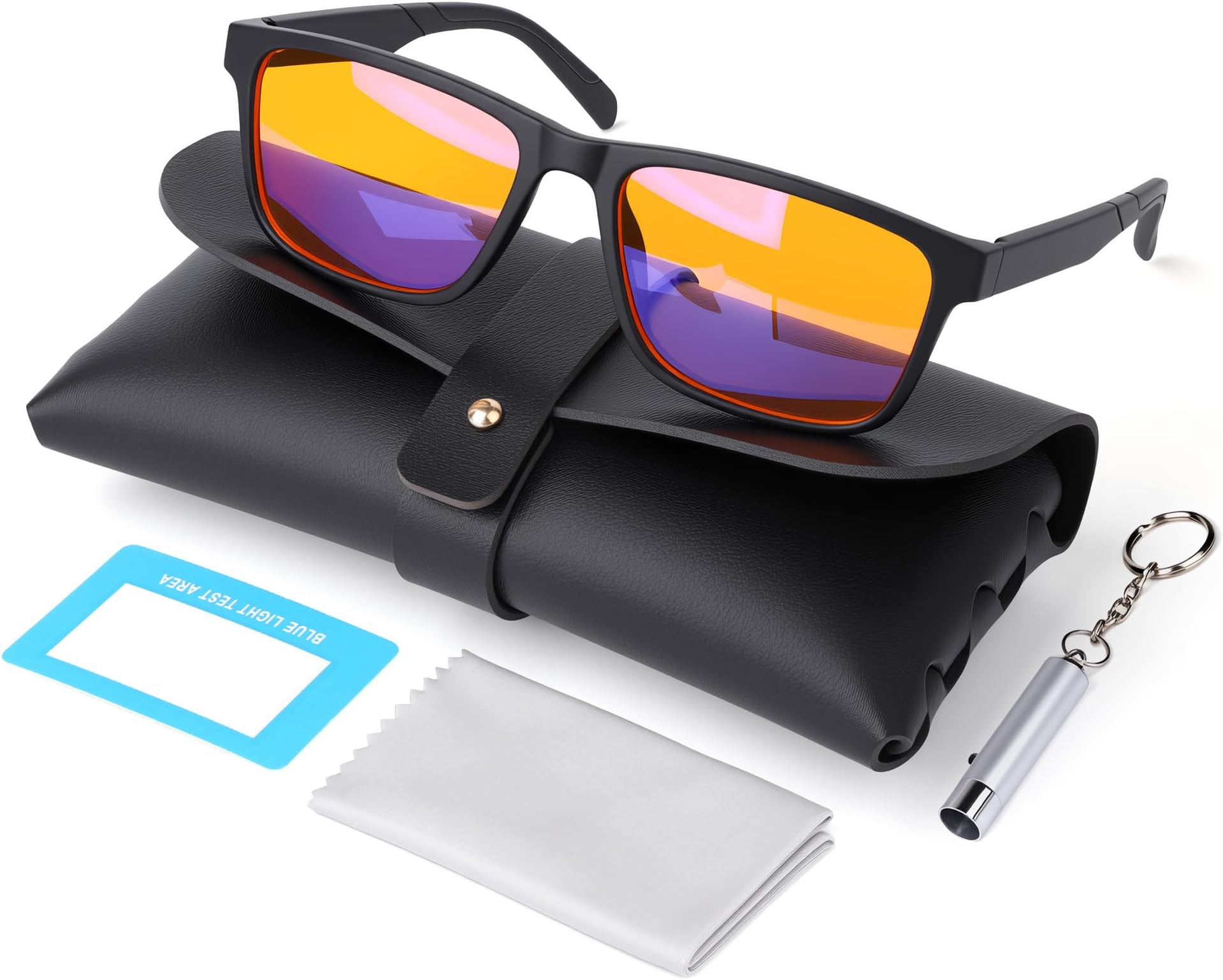 Amber Blue Light Blocking Glasses for Computer, Lightweight Bluelight Glasses Men Women,Anti-Fatigue and Migraine Relief,Gaming Glasses For Computer Screen,TV,Phones