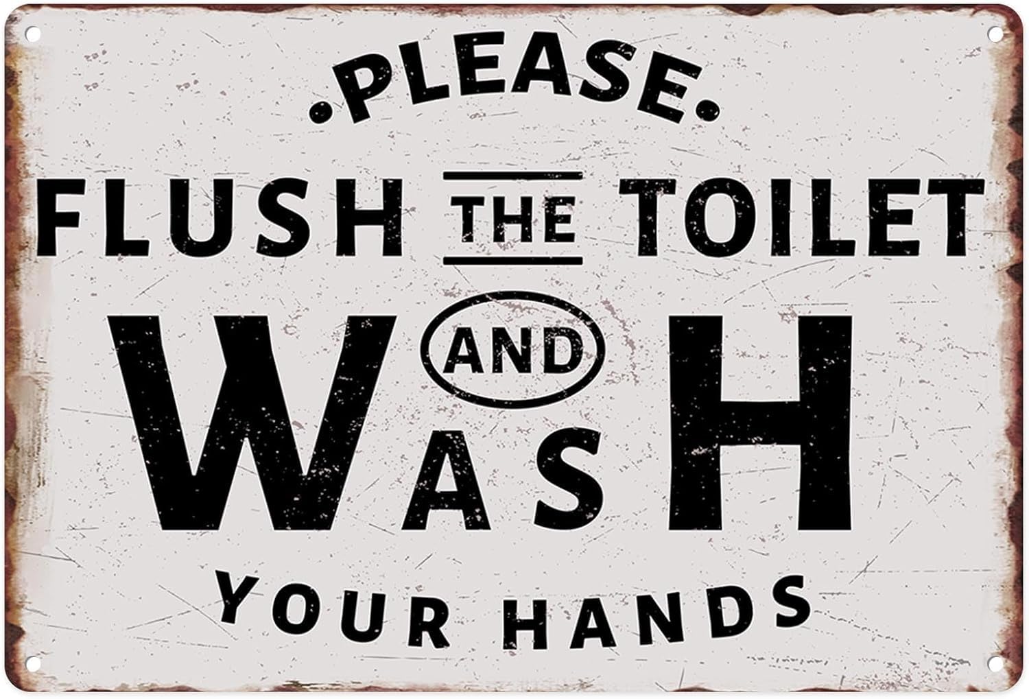 Horienteeon 14x20cm Aluminum Please Flush The Toilet and Wash Your Hands Vintage Metal Sign Wall Art Decor for Home Bathroom Toilet Decoration