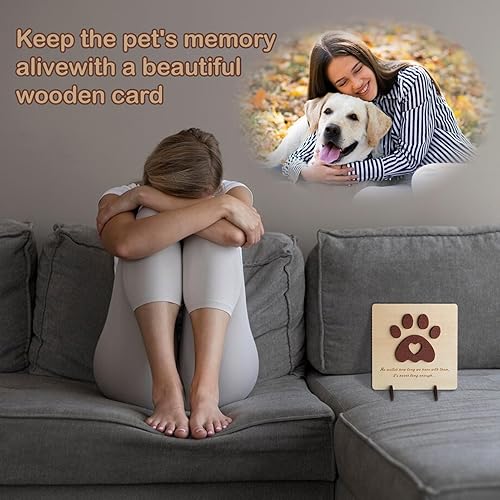 Miniatura 4 de Fun-Plus Tarjetas de condolencias de mascotas de madera para perros, tarjeta de condolencia de gatos por pérdida de mascotas, regalos conmemorativos