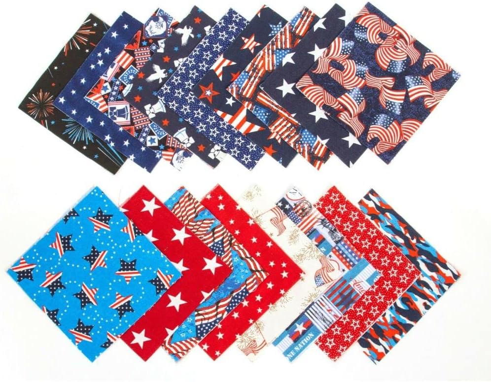102 America Patriotic pre Cut Charm Pack 5" Squares 100% Cotton Fabric