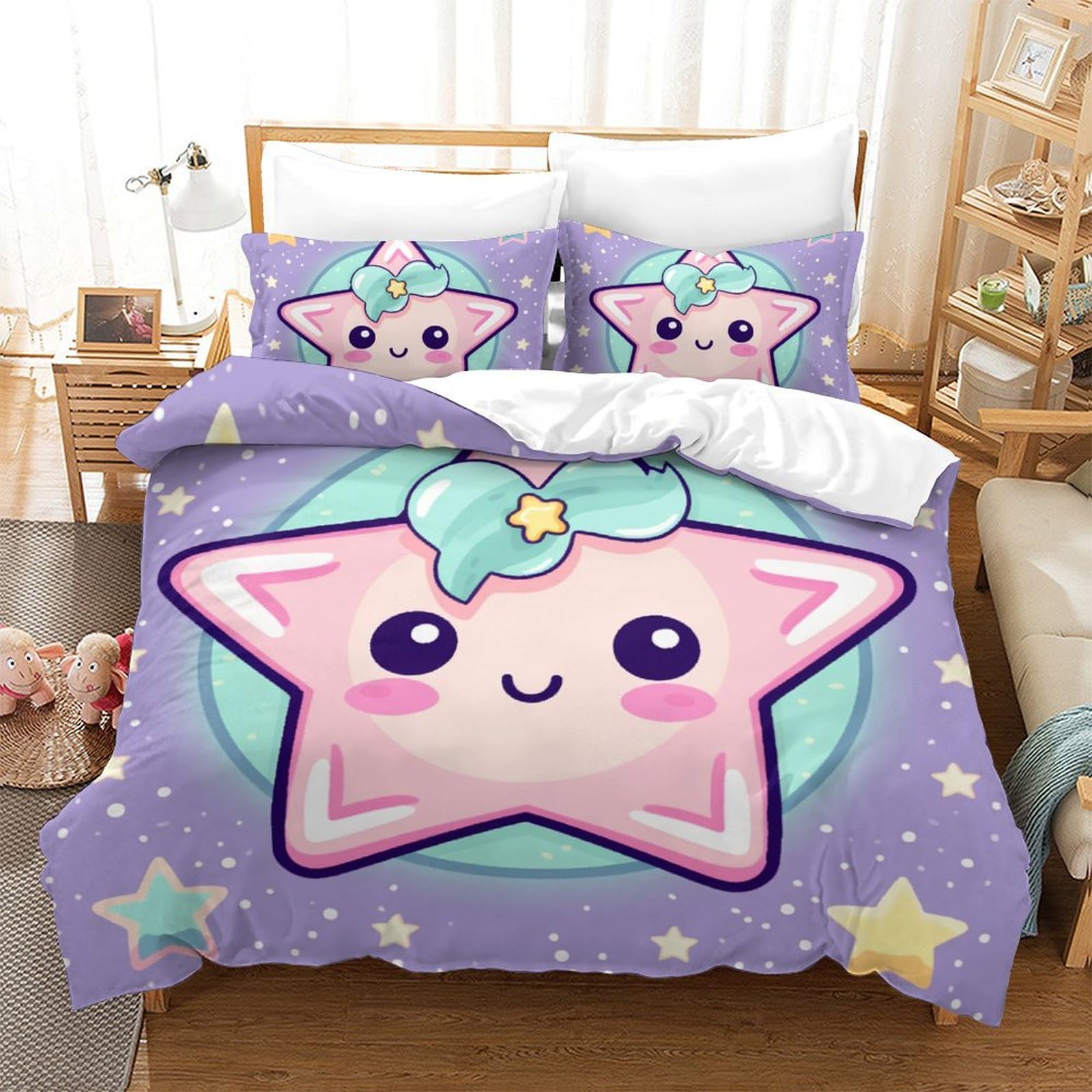 Housse de couette respirante motif étoile pour chambre de garçon et adulte