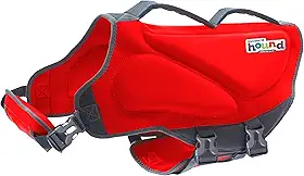Outward Hound Colete salva-vidas Dawson Swim Dog de neoprene de alto desempenho para natação, passeios de barco e segurança na água, médio, vermelho