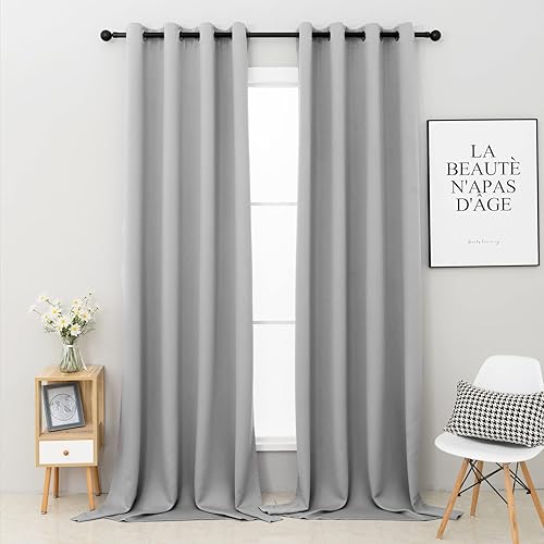 Miniatura 15 de Pickluc Cortina opaca para dormitorio, bloqueo de luz, aislamiento de calor, reducción de ruido, tela más gruesa, extra plegable, 2 paneles, 42