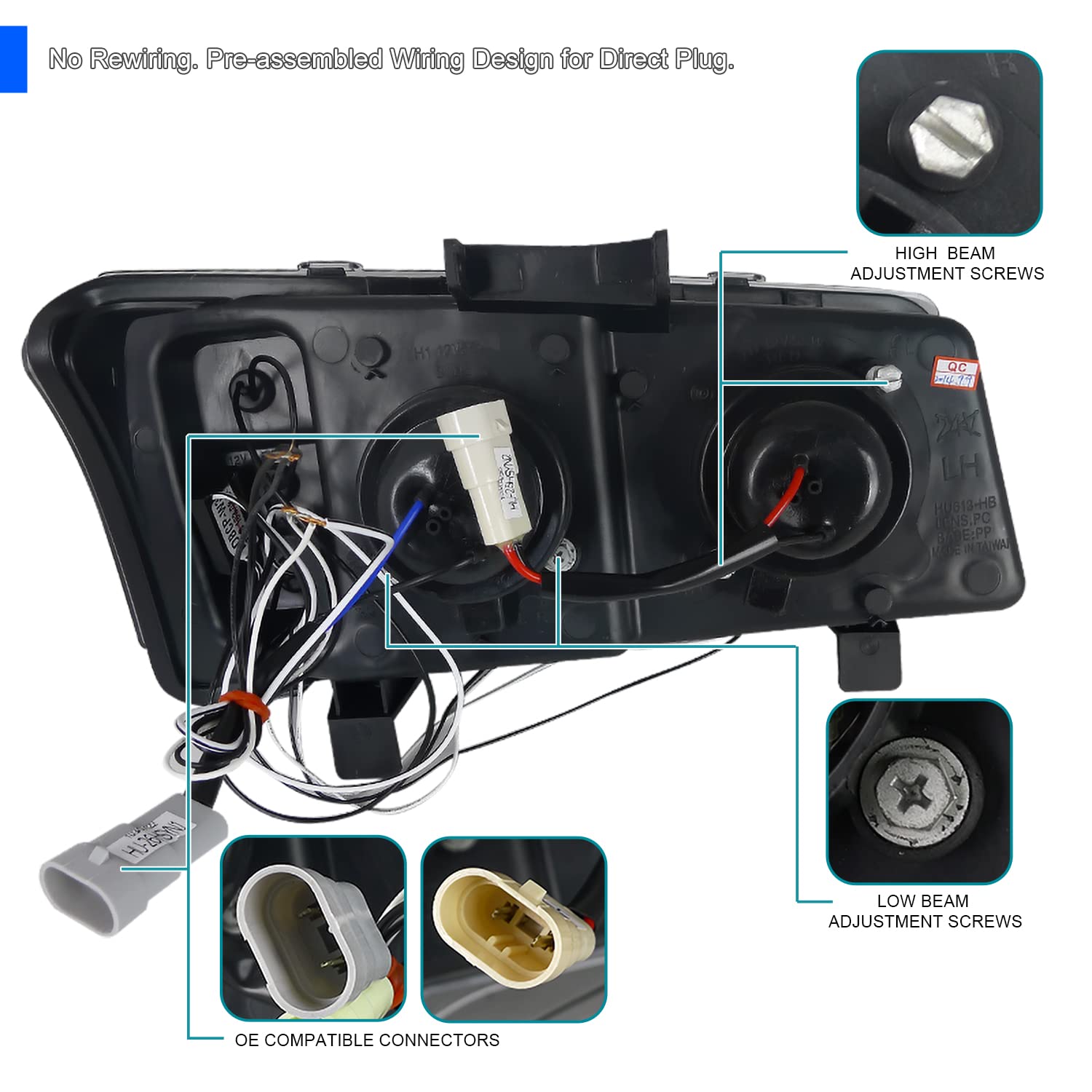 Clignotant LED assemblage phare DRL pour Chevrolet Silverado