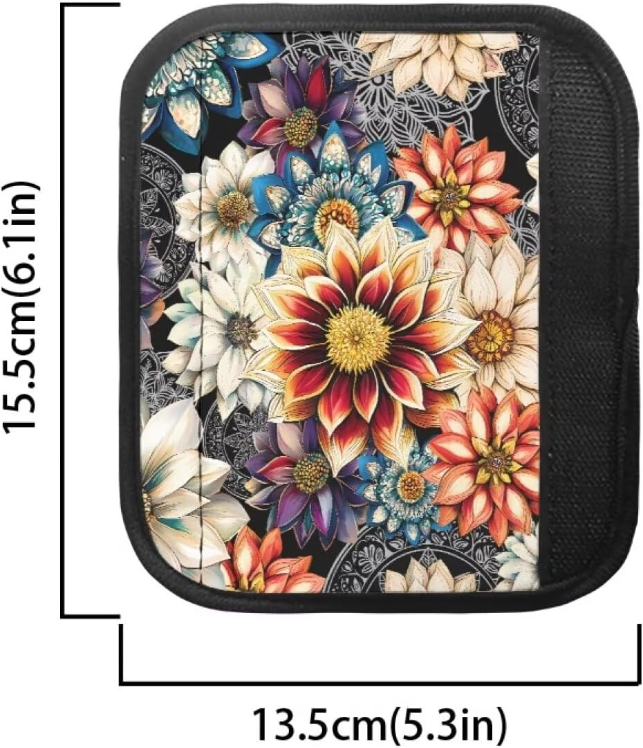 Boho Flower Refrigerator Handle Covers Set of 2, Kitchen Indoor Decorations Non-Slip Microwave Fridge Handle Cover Suitable Most Kitchen Appliance Armrest