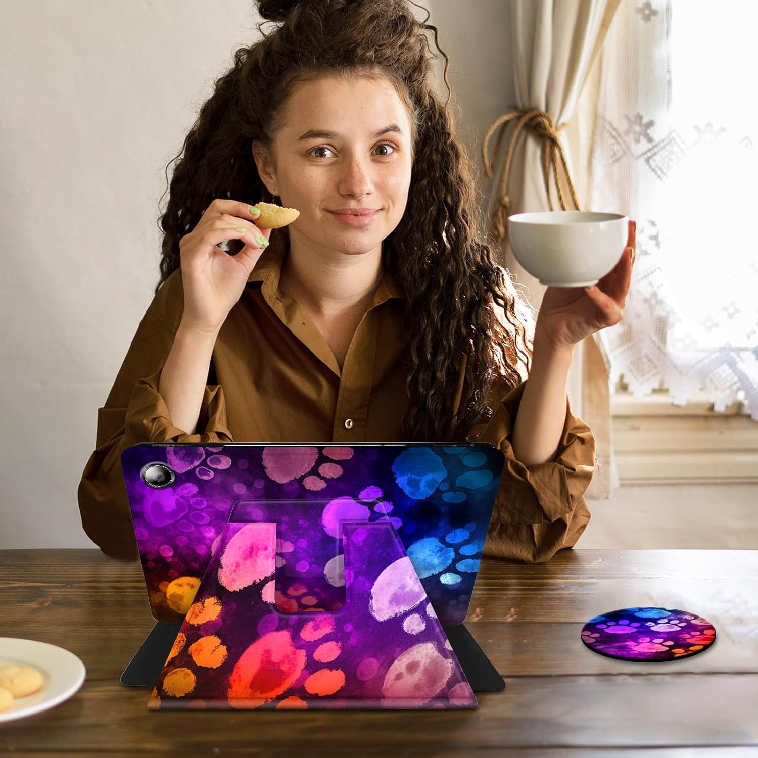 for Amazon Fire Max 11 Tablet Case,(13th Generation, 2023 Release) 360 Degree Rotating Swivel PU Leather Stand Flip Folio Cover with Auto Wake/Sleep Case for Fire Max 11,Purple Glitter Paw