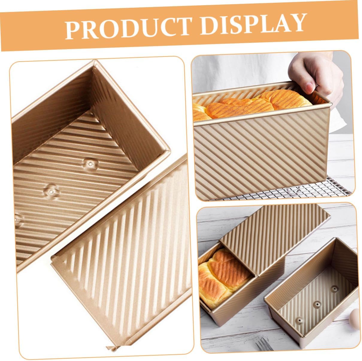 2pcs Non-stick Carbon Steel Loaf Pan with Lid Covered Bread Baking Mold for Oven Toast Bread for Homemade Baking
