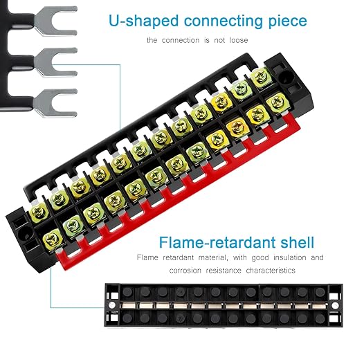 Miniatura 9 de OCR 8 juegos de bloques de terminales, 8 piezas de 3456 posiciones 600V 15A bloques de terminales de doble fila de tornillos con tapa, 16 piezas de