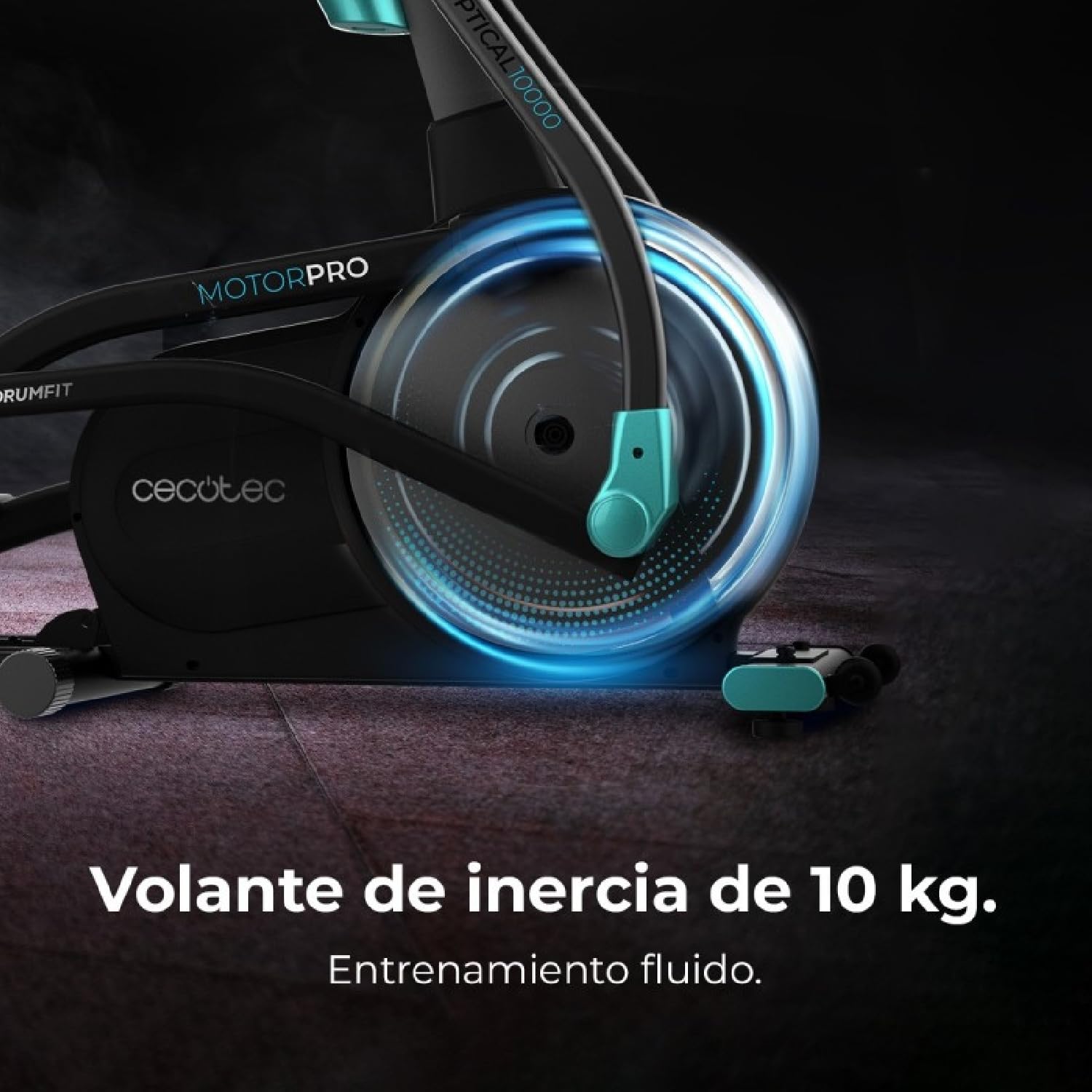 Cecotec Bicicleta Elíptica DrumFit Elliptical Eir Pro. Resistencia Magnética Regulable con Motor, Volante inercia 8-10 Kg, Monitor LCD, Soporte Dispositivos, Ruedas Transporte, Botella y Portabotellas