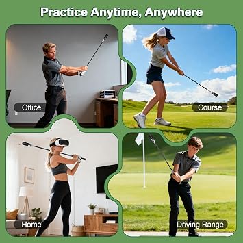 Adjustable Speed Golf Swing Trainer - Right-Handed Click Stick Golf Grip Trainer | Practice & Pre-Round Warm-Up Golf Training Aid