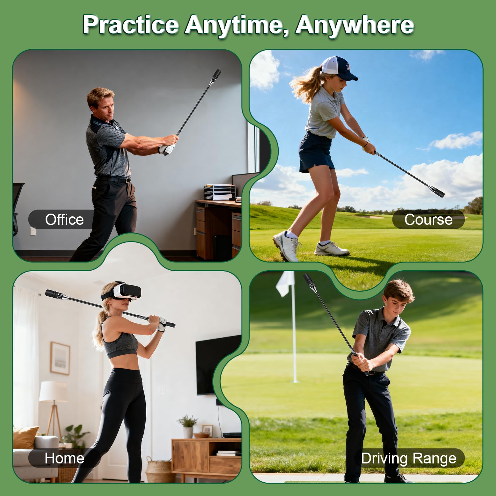 Golfschwung-Trainer – Einstellbare Geschwindigkeit Rechtshänder Click Stick Griffhilfe zum Üben und Vorrunden Aufwärmen