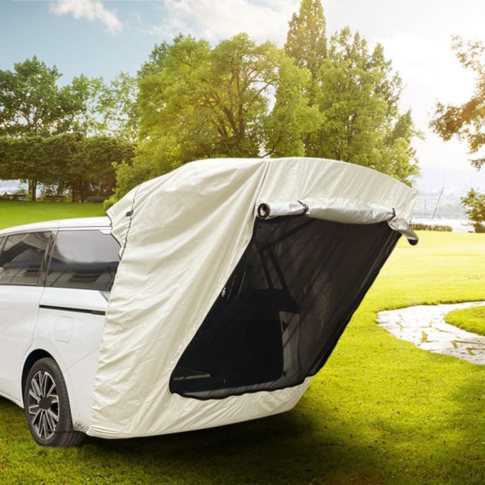 Tienda de campaña MPV para portón trasero de coche con tela impermeable resistente a los rayos UV, montaje magnético y malla fina con flujo de aire e insectos (MPV estándar blanco)