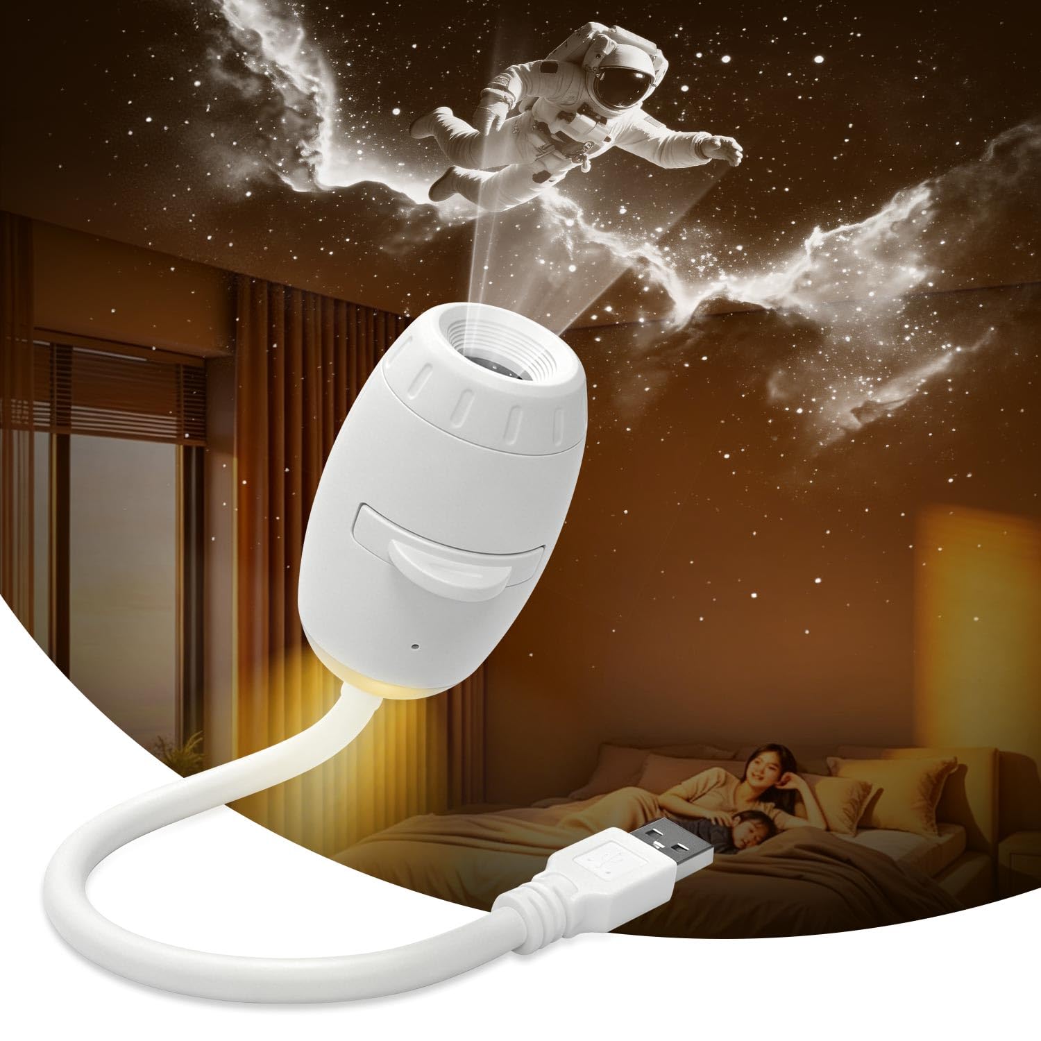 Veilleuse projecteur galaxie 2 en 1 USB Star Lamp Cadeau pour chambre d'enfant