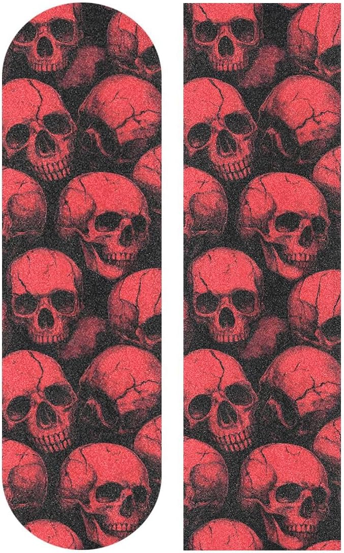 SUABO Red Skull Pattern Skateboard Grip Tape Scooter Griptape Deck Sandpaper Longboard Sheet Sticker 9