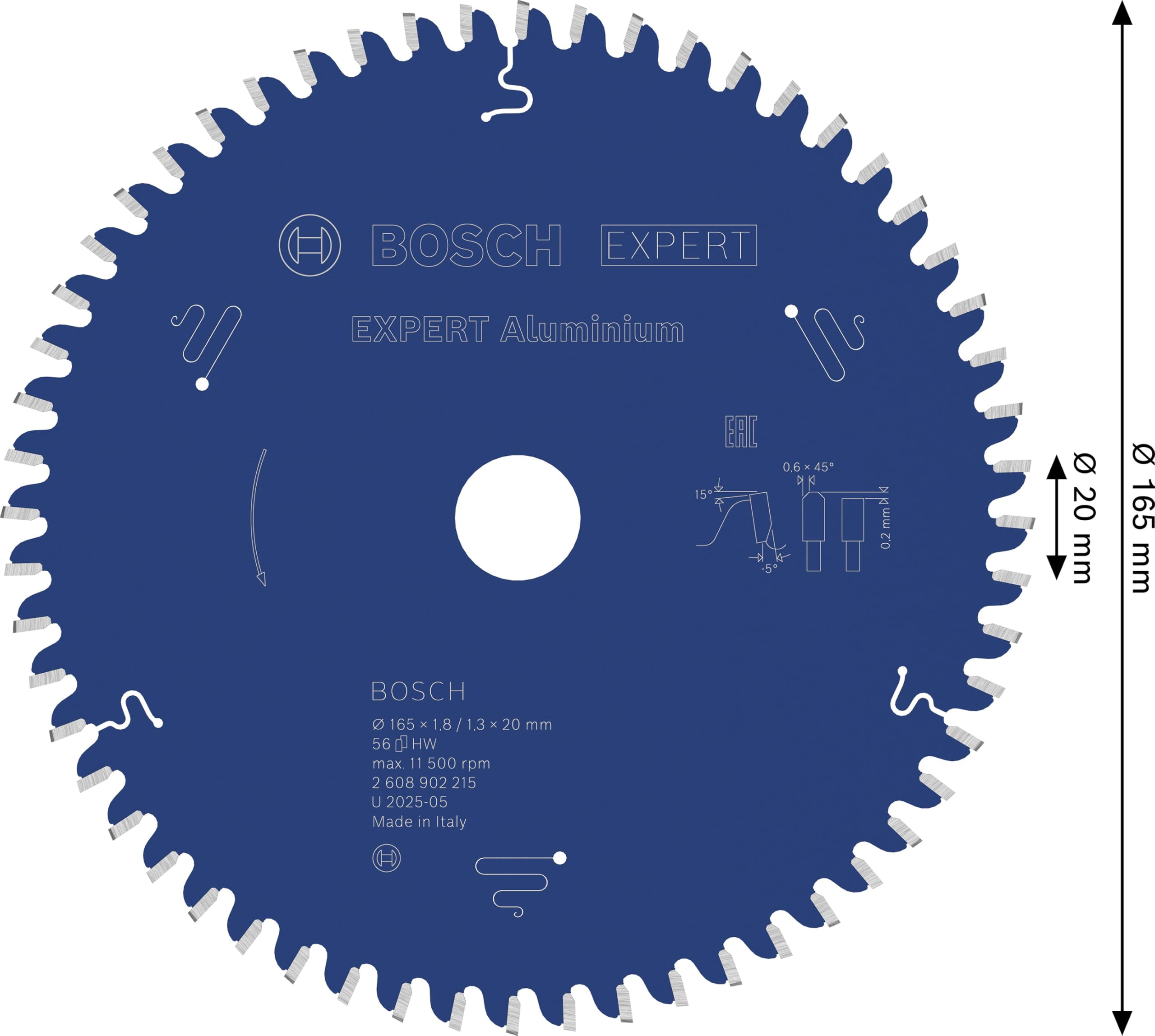 Bosch 1x EXPERT Aluminium Kreissägeblatt für Handkreissägen und Metalltrennsägen (für Aluminium, Ø mm, Professional Zubehör kabelgebundene Handkreissägen)