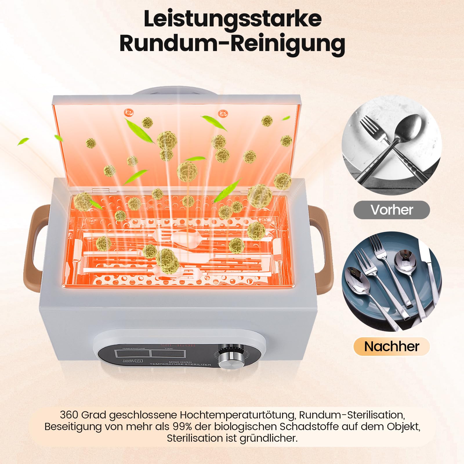 300W sterilisator für instrumente, 230℃ Heißluftsterilisator Desinfektion mit einstellbarem, Timer Kleine Sterilisatoren für Nagelwerkzeuge Kosmetikwerkzeuge Fußpflege