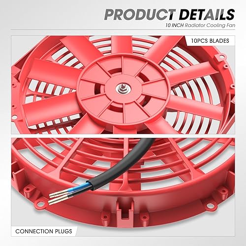 Vista 107 de DNA Motoring Ventilador de radiador delgado de enfriamiento eléctrico de alto rendimiento de 7 pulgadas con kit de montaje, azul, RAF-7-BL+FMK