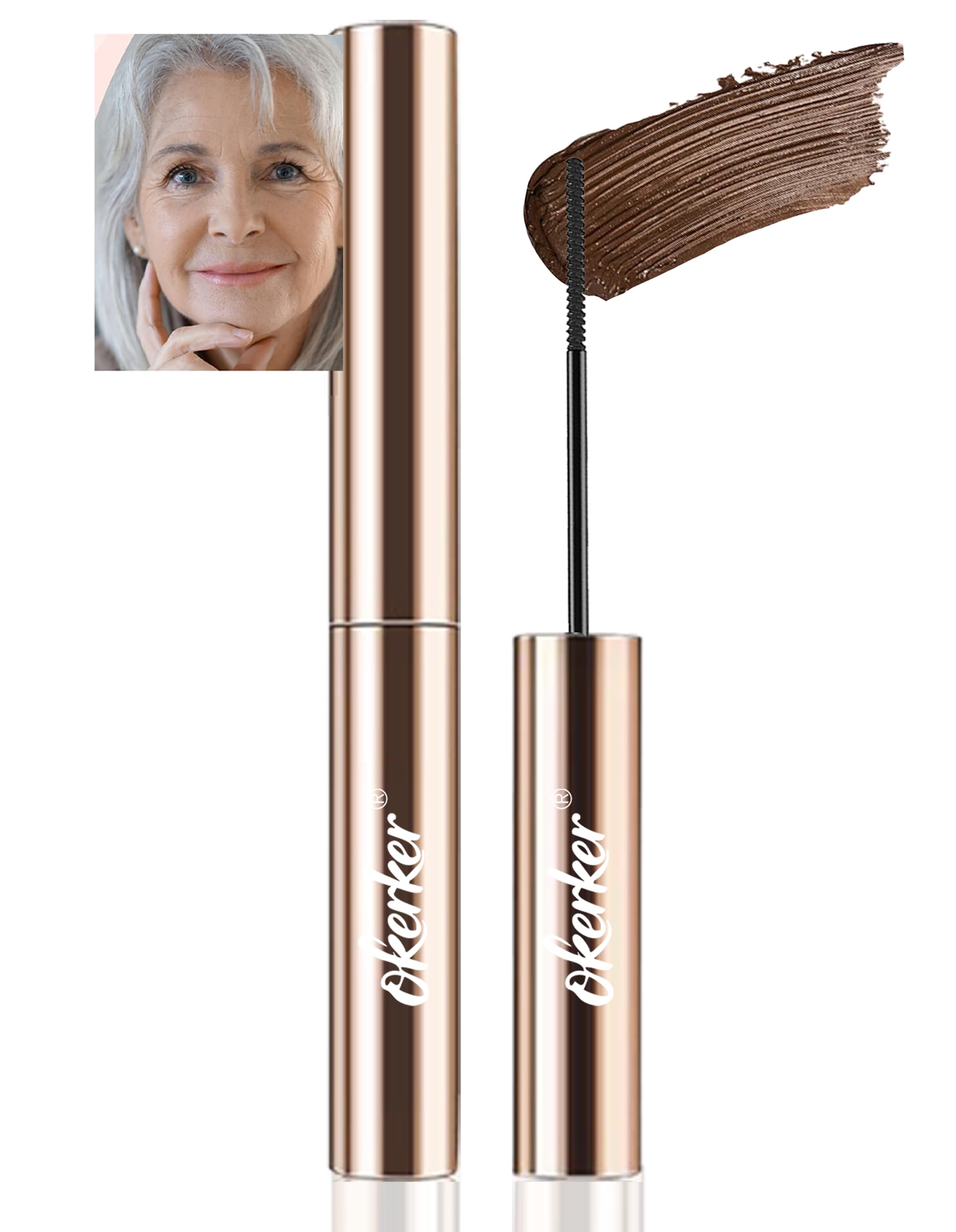 Brown Mascara for Fine Short Lash & Older Women & Mulit-layered Lashes, Ultimate Length Volumizing Lower Bottom Lashes Mascara, Ultra-Precise Slim