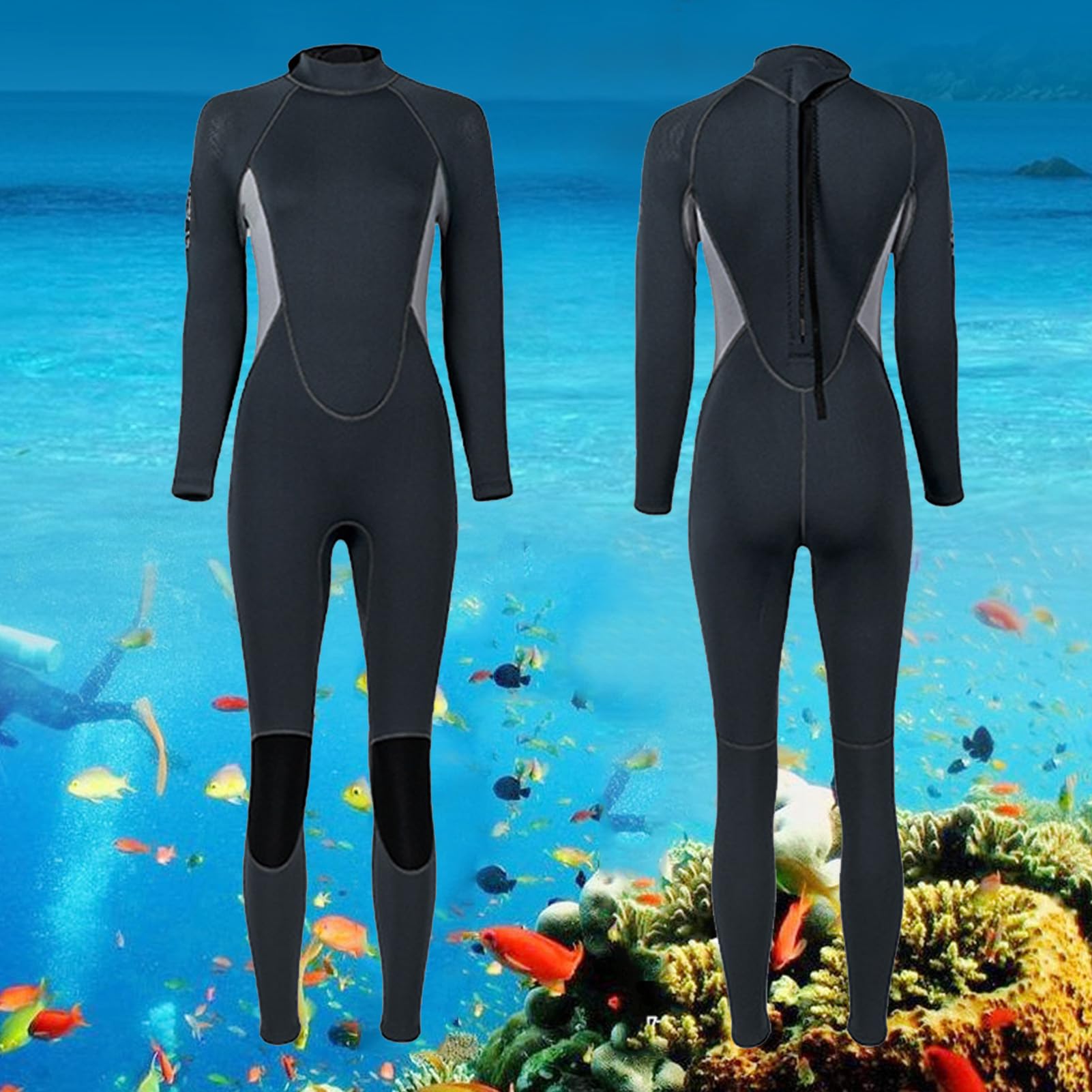 Damski kombinezon neoprenowy 3 mm z tyłu na zamek błyskawiczny jednoczęściowy kombinezon do nurkowania ciepły przeciw meduzom do surfingu snorkelingu pływania