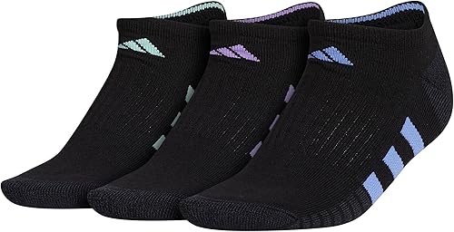 adidas Calcetines deportivos para mujer, sin costuras y acolchados, 3 pares, de perfil bajo con compresión en el arco para un ajuste seguro