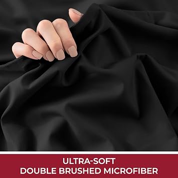 Mellanni Bed Sheet Set + 2 Pillow Shams Bundle&Save - Hotel Luxury Bedding Sheets & Pillowcases - Bundle Includes: 4pcs Bed Sheet Set and 2 Pillow Shams with 2 Flange (Queen/Standard, Black)