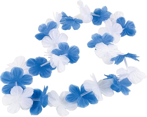Amscan 998396 - Hawaiikette Bayern, 1 Stück, Länge 1 m, blau-weiß, Blumenkette, 