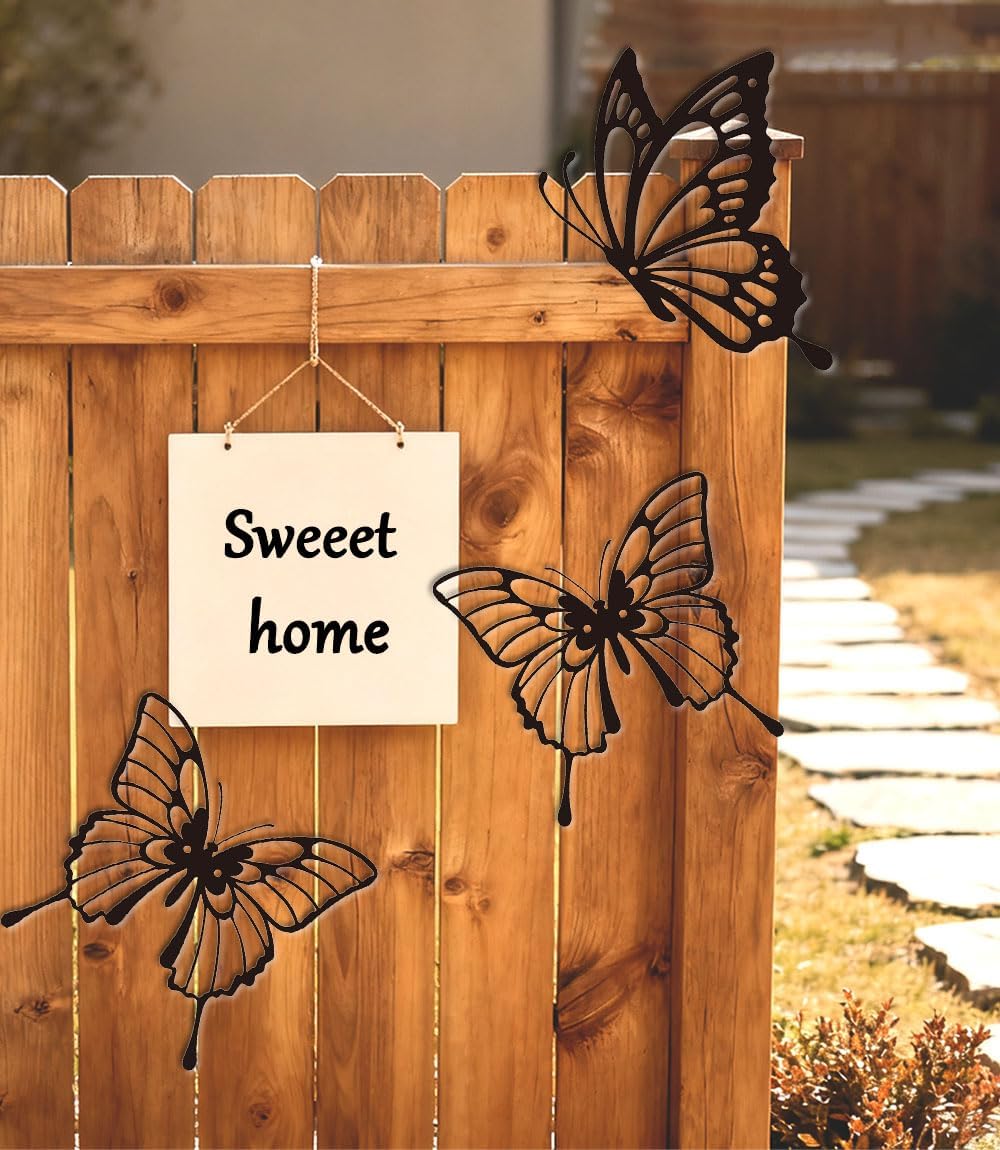 Large Butterflies Metal Wall Decor - 3 Pack Elegant Rust-Proof Butterfly Wall Art for Indoor & Outdoor - Farmhouse Living Room, Bedroom, Bathroom, Patio Decor, Unique Housewarming Gift Idea image 2