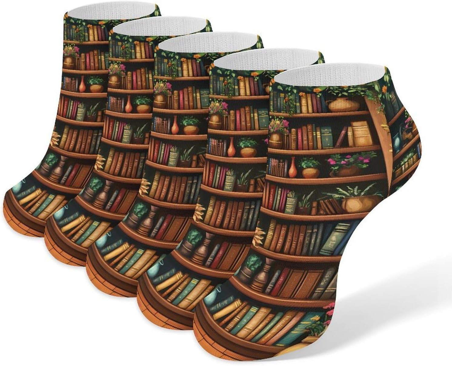 Bookshelf Plant Mens Socks No Show Low Cut Ankle Sock for Sports
