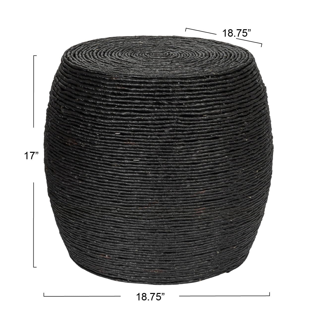 Creative Co-Op Round Handwoven Corn Rope Barrel Side Table, Black