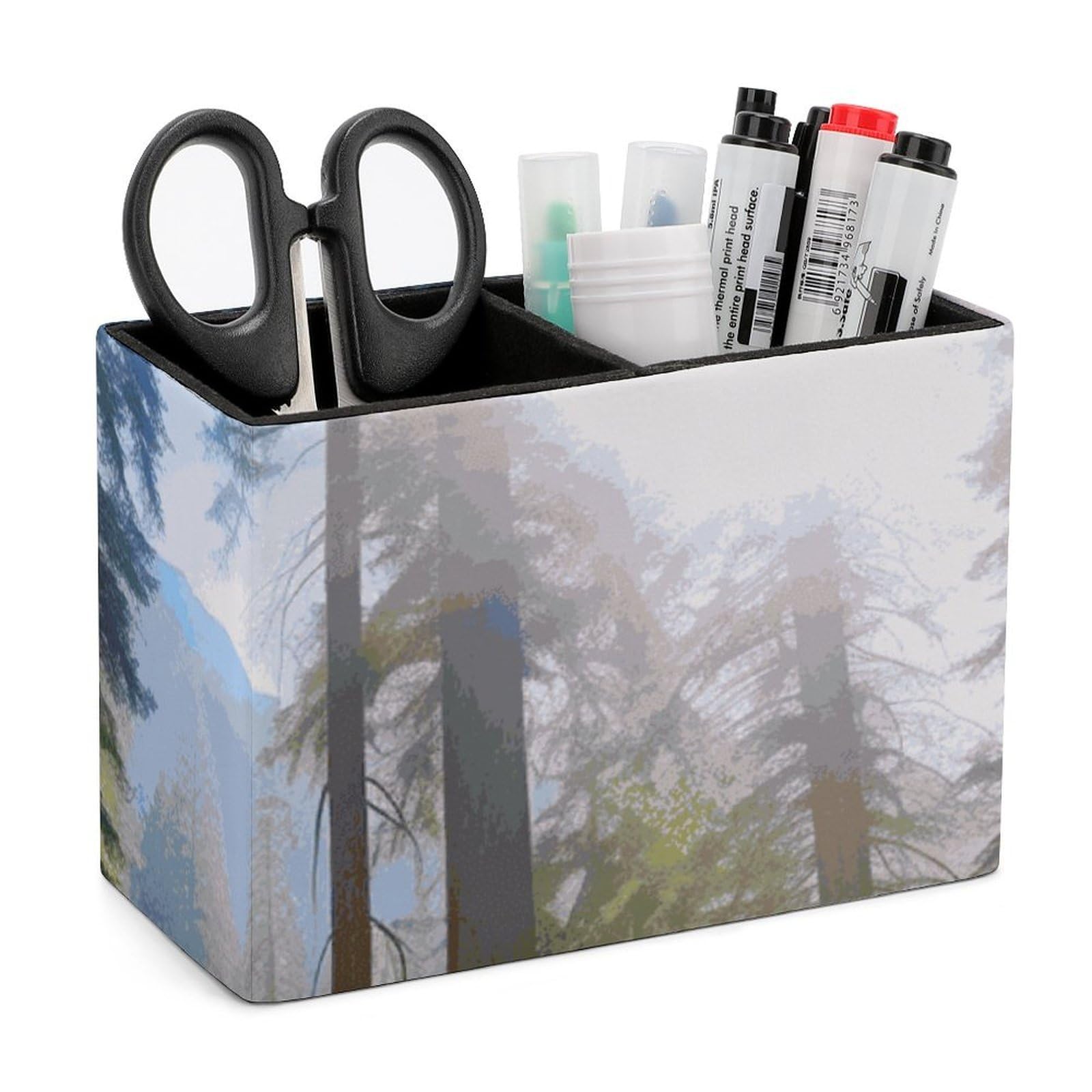 JTREHY National Parks Sunshine Trees Pencil Holder Exquisite Fashion Leather Pen Receptacle Soft High-End Pen Container for Office Home Accessories Or Housewarming Present