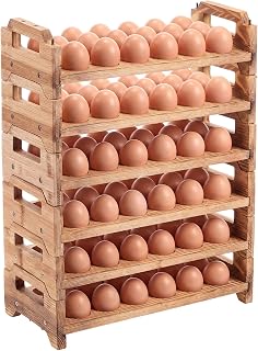 Maxcheck 6-tier Stackable Wooden Egg Holder, Large Capacity for 108 Eggs, Countertop Storage Rack with Handles for Kitchen Organization and Fridge, Farmhouse Easter Egg Display