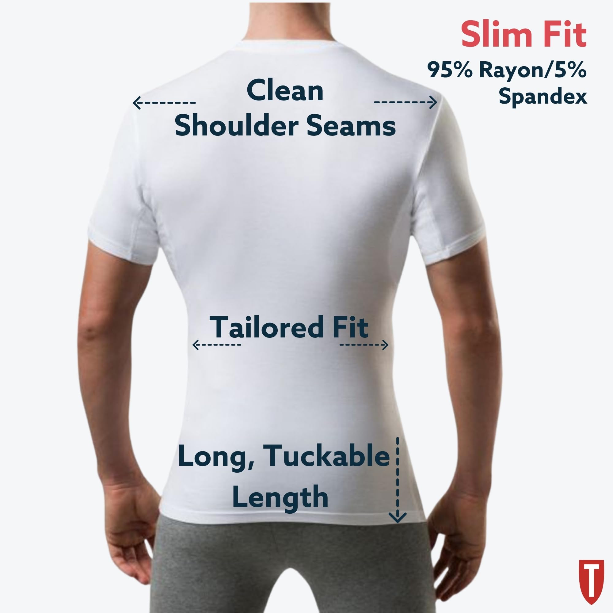 Thompson Tee - Maglia Intima blocca-Sudore - con Pad sotto-Manica Anti-Sudore - Modello Slim Fit - Scollo a V - Bianco