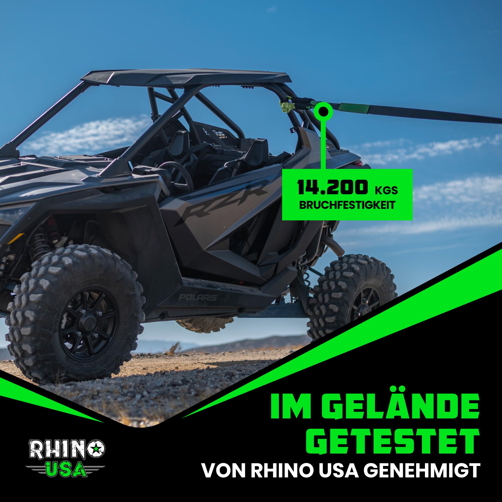 Rhino USA Synthetisches Softschäkel-Seil (2er-Pack) – 1 cm x 56 cm (14.243 kg Mindestbruchfestigkeit) Offroad Softschäkel-Bergungsset für LKW, UTV, ATV – Kompatibel mit Jeep, Toyota, Ford & mehr!