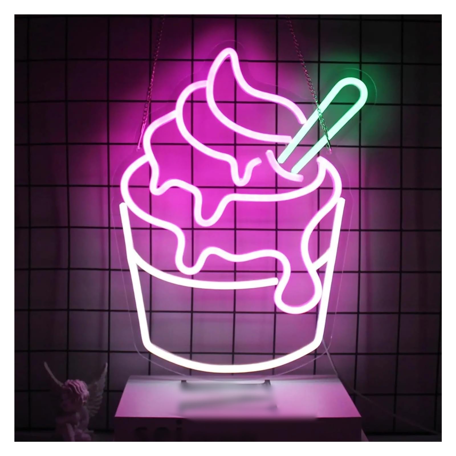 LEMST Signs Lamp Ice Cream Neon Sign for Dessert Shop Restaurant Store Bar Home Decoration Business Wall Decor 27.4x35cm