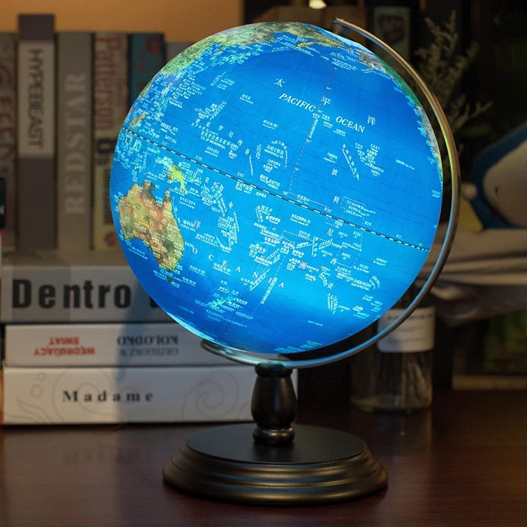 POCHY Mappamondi Mappamondo Blu Oceano da 20,3 cm Piccolo mappamondo educativo da Tavolo mappamondo geografico bilingue per L'Ufficio Domestico della Scuola Pratico Moda